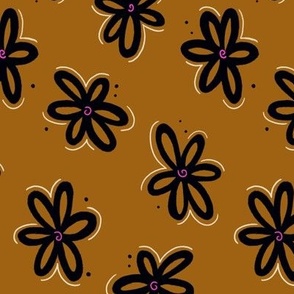 Funky Florals in Black and Sepia - Medium