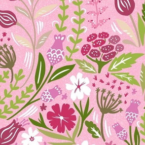 pretty pink floral wallpaper scale