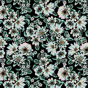 Sabre Painted Floral - Black Small