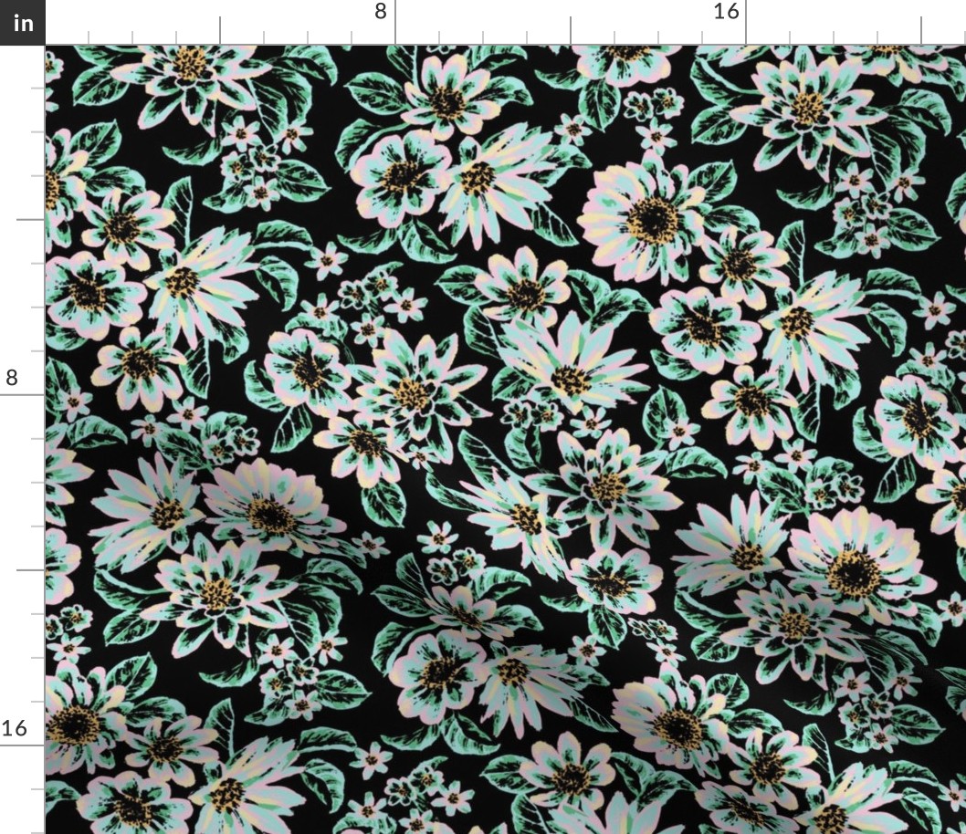Sabre Painted Floral - Black Small