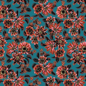 Sabre Painted Floral - Teal Small