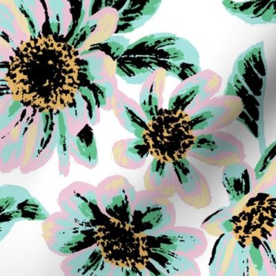 Sabre Painted Floral - White Large