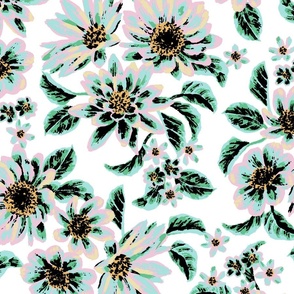 Sabre Painted Floral - White Large