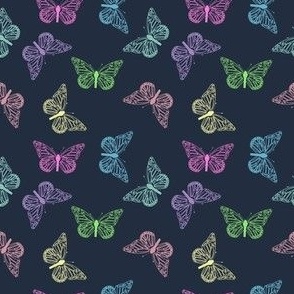 Butterfly Dance - Ditsy 3 inch - Neon on Midnight