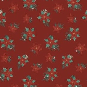 Poinsettia Red on Berry - Nutcrackers Christmas 3" Small