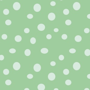 Pale Green Dots on a Celadon Green Background - jumbo scale
