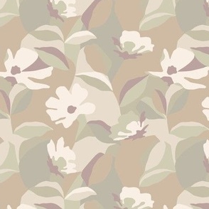 Abstract Retro Floral in Neutral Multi