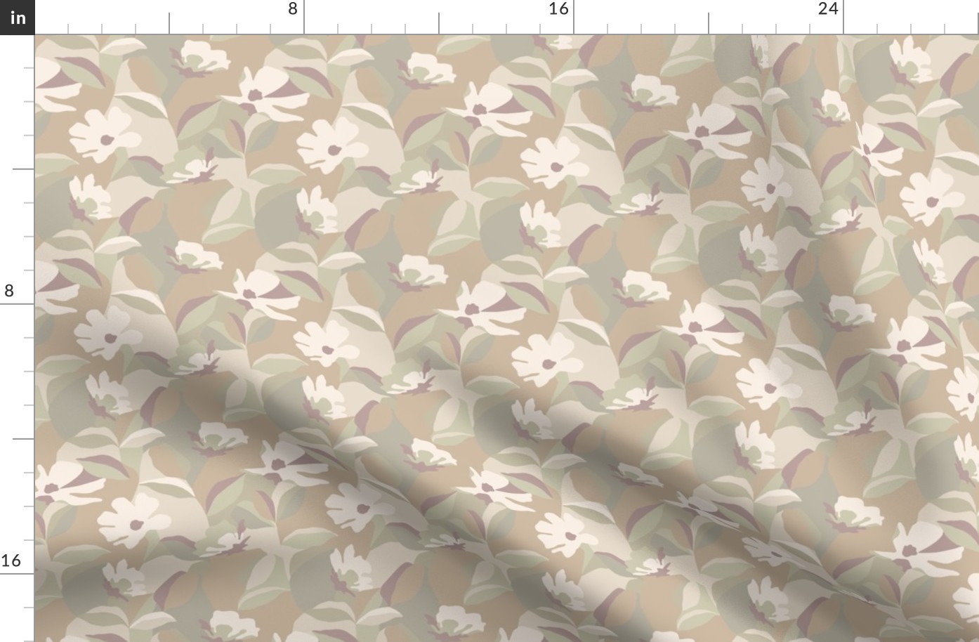 Abstract Retro Floral in Neutral Multi