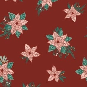 Poinsettia Pink on Berry - Nutcracker's Christmas 6" medium