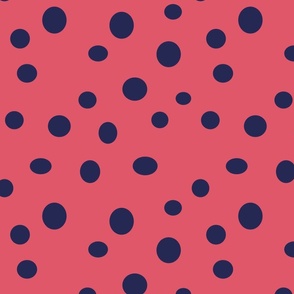 Navy Dots on Raspberry Red - jumbo scale