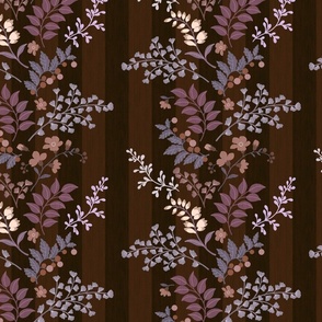 Floral Stripe - Brown/Mauve