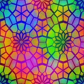 RAINBOW STAINED GLASS DOLLHOUSE WALLPAPER