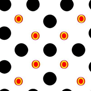 Black and Orange Polka Dots-1 inch dots