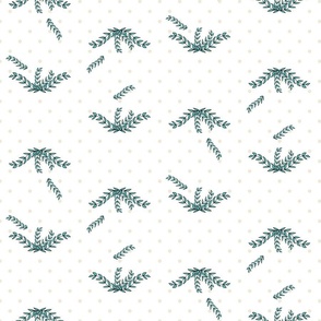 Wild Leaves with Polka dots in White Pallet