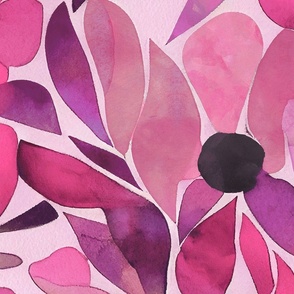 Whimsy Abstract Watercolor Flower Pattern Pastel Pink