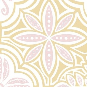 Talavera Style Tiles - Butter yellow and Piglet pink (large scale)