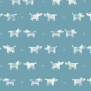 Dogs greetings - Teal [Small] Baby ,Kids, Boys, small scale animal pattern