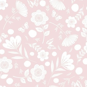 Hand drawn floral - pink