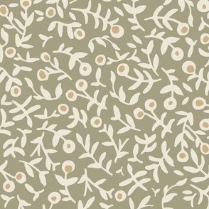 mini floral - olive ditsy flowers 