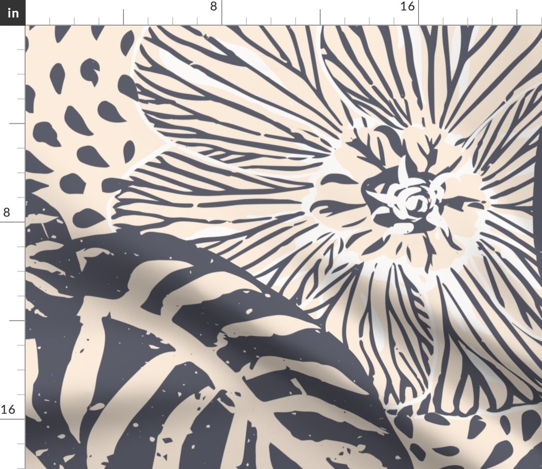 Zebra Flower Animal Print - XL - Charcoal