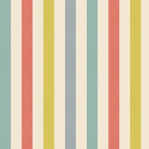 Retro Vertical Stripes on cream MEDIUM 1. multicolour pastel