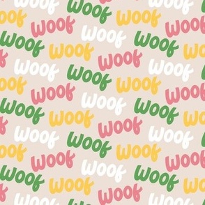 Colourful woof text letters dogs 