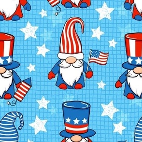 july 4th gnomes light blue, patriotic gnomes, Independence day Wb23