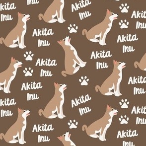 Akita Inu dog on brown background