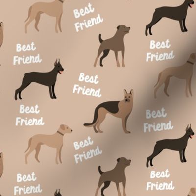 Dogs rottweiler german shepherd doberman ridgeback on beige brown