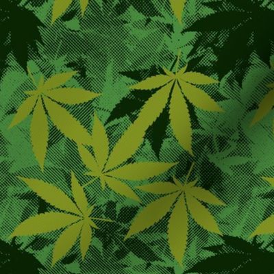 Zine-Style Cannabis Leaf Pattern