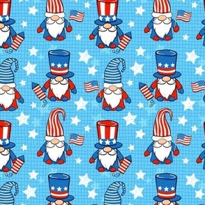 july 4th gnomes light blue, patriotic gnomes, Independence day Wb23 small scale