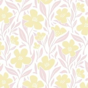 Butter and Piglet Floral in Pink and Yellow