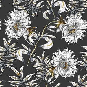 Seamless pattern with lush peonies, hand-drawn in graphics with liner and markers on paper 3
