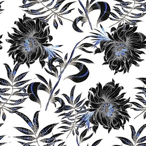 Seamless pattern with lush peonies, hand-drawn in graphics with liner and markers on paper 2