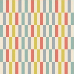 Retro Short Vertical Stripes on cream SMALL 2. multicolour pastel