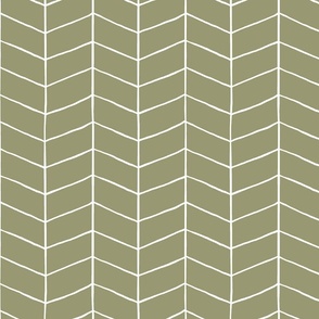 Small - Hand Drawn Herringbone / Chevron - Green