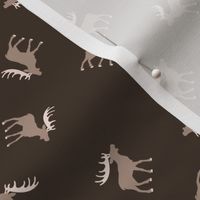 Scandinavian moose - Minimalist woodland animals design reindeer on chocolate brown 