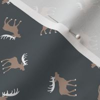 Scandinavian moose stag - Minimalist woodland animals design reindeer on cool charcoal 