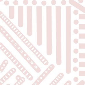 blush / light pink geometric pattern on white - large scale
