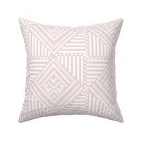 white geometric pattern on blush light pink - small scale