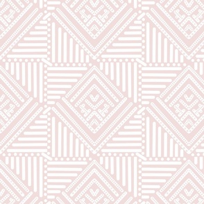 white geometric pattern on blush light pink - small scale