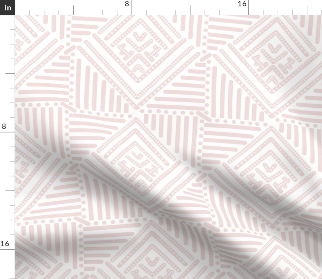 blush / light pink geometric pattern on white - small scale