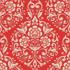 2742 B Medium - floral ball  / damask