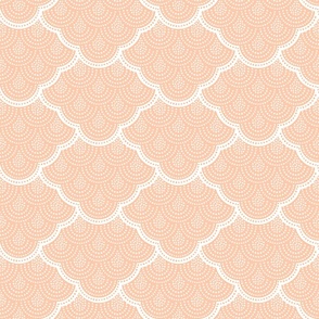 Macrame Wall Hanging Medium- Coral- Soft Orange- Pastel Orange- Neutral Boho Wallpaper- Geometric Vintage Fabric- Bohemian Scallops- Mermaid Scales- Nursery- Baby