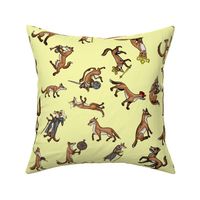 Medieval Foxes on light yellow