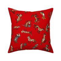 Medieval Foxes on Red