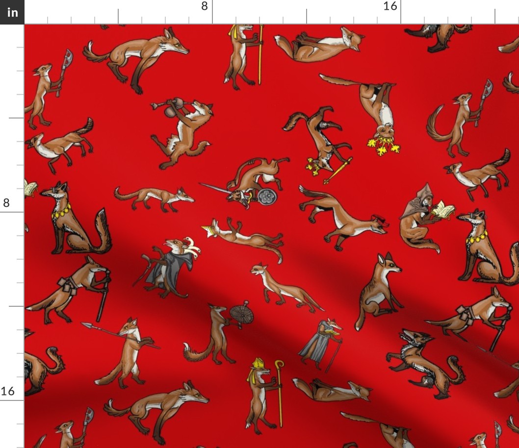 Medieval Foxes on Red