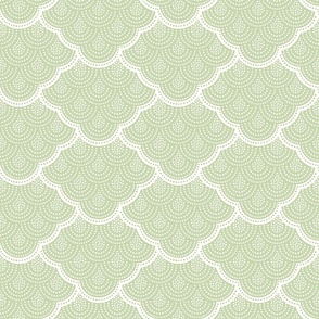 Macrame Wall Hanging Medium- Green- Soft Green- Pastel Green- Boho Wallpaper- Geometric Vintage Fabric- Bohemian Scallops- Mermaid Scales- Nursery- Baby