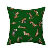 Medieval Foxes on Dark Green