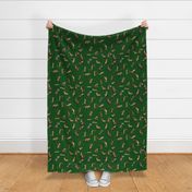 Medieval Foxes on Dark Green